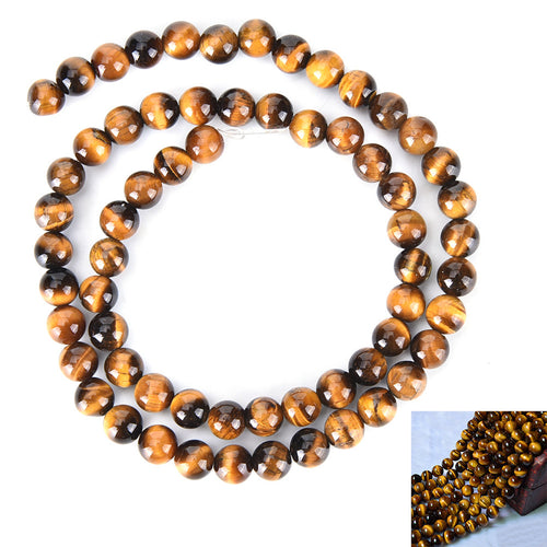 6mm Women Yellow Tiger Eyes Round Beads Natural Stone Tigerite For DIY Bracelet Gift SM6