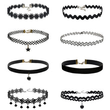 8Pcs Sexy Gothic Punk Collar Necklace Velvet Tattoo Lace Choker With Star Pendant Jewelery For Women SM6