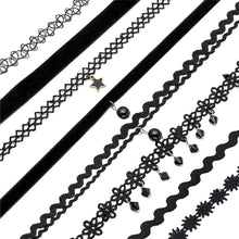8Pcs Sexy Gothic Punk Collar Necklace Velvet Tattoo Lace Choker With Star Pendant Jewelery For Women SM6