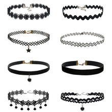 8Pcs Sexy Gothic Punk Collar Necklace Velvet Tattoo Lace Choker With Star Pendant Jewelery For Women SM6