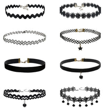 8Pcs Sexy Gothic Punk Collar Necklace Velvet Tattoo Lace Choker With Star Pendant Jewelery For Women SM6