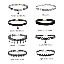 8Pcs Sexy Gothic Punk Collar Necklace Velvet Tattoo Lace Choker With Star Pendant Jewelery For Women SM6
