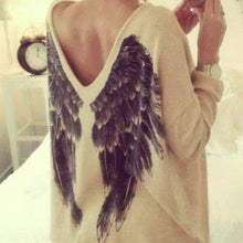 Angel Wings T Shirt Quality Long Sleeve Print Tee Naked Color Back V Neck Wing Pattern Shirt SM6