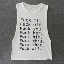 Cool Women Letter T-Shirt White Printing Sleeveless Sweatshirt O-Neck Femme Vogue T-Shirt SM6