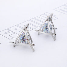 High-end Elegant Stud Earrings Sliver Gold Triangle Earrings For Women Jewelry Gifts  SM6