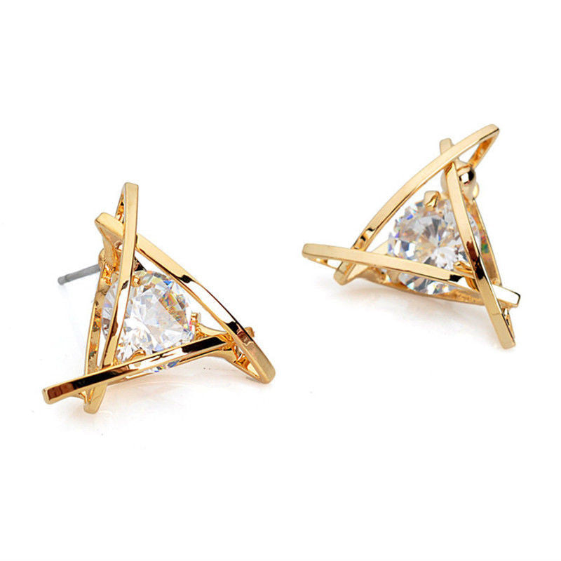 High-end Elegant Stud Earrings Sliver Gold Triangle Earrings For Women Jewelry Gifts  SM6