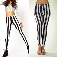 Sexy Women Leggings Black White Vertical Stripe Zebra Ladies Leggings SM6