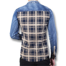 Men Shirts Shirts Long Sleeved Plaid Denim Shirts Casual Slim Fits SM6