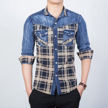 Men Shirts Shirts Long Sleeved Plaid Denim Shirts Casual Slim Fits SM6