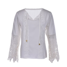 Autum Women chiffon Lace shirt Long sleeve Patchwork blusas tshirt Plus size women white tops SM6