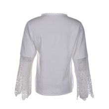 Autum Women chiffon Lace shirt Long sleeve Patchwork blusas tshirt Plus size women white tops SM6