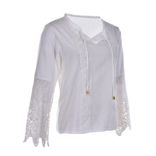 Autum Women chiffon Lace shirt Long sleeve Patchwork blusas tshirt Plus size women white tops SM6