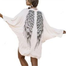 Back Angel Wings Print Womens Cardigan European Loose Batwing Sleeve Coat Jacket Casual Femininas Sweater SM6