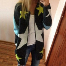 Cardigans Stars Pattern Print Casual Women Long Sweaters Loose Warm Knitted Cardigan Long Sleeve Warm Outwear SM6