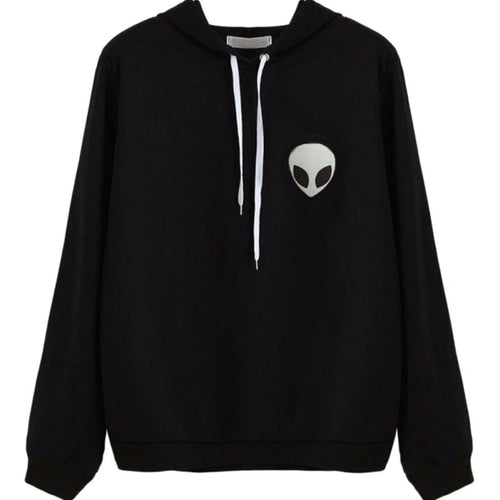 Casual Wear Pullovers Hoodies Women Clothing Alien Print Hooded Long Sleeve Sweatshirt Plus Size SM6