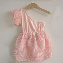 New Baby Kids One Shoulder Lace Dress Toddler Girls One Piece Dresses Bow-knotSM6