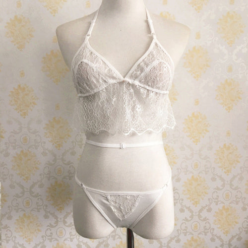 B age Sexy Wear Set Solid Underwear Retro Push Up Sexy Lace Halter Swimsuit B eau Bathing Suit White Sleepwear SM6