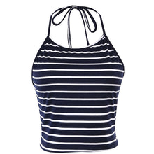 Black Stripe Sleeveless Halter neck tank top women Top Vest Bustier Bra Women top cropped for women Sexy Women Top SM6