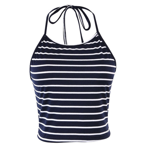 Black Stripe Sleeveless Halter neck tank top women Top Vest Bustier Bra Women top cropped for women Sexy Women Top SM6