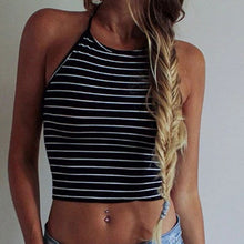 Black Stripe Sleeveless Halter neck tank top women Top Vest Bustier Bra Women top cropped for women Sexy Women Top SM6