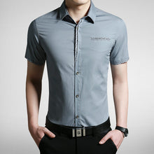 Men Shirt Short Sleeve Cotton Shirt Men Clothes Casual Printed Denim Shirt Slim Fit Designer Shirt Camisa Masculina SM6