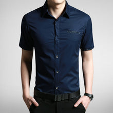 Men Shirt Short Sleeve Cotton Shirt Men Clothes Casual Printed Denim Shirt Slim Fit Designer Shirt Camisa Masculina SM6