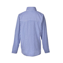 Casual Loose Long Sleeve Tops Street Femme Blusas Cotton Tops White   Blue Women Striped Shirts SM6