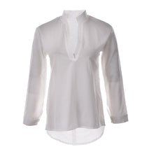 Casual White Black Women Blouse Ladies Solid Elegant V-neck Blouses Long Sleeve OL Office Shirt Plus Size SM6