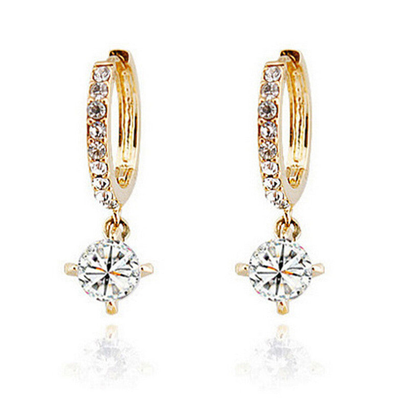 Charm Zircon Crystal Drop Earrings Chic Shining Rhinestone Dangle Earings For Women Gold Silver color SM6