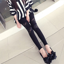 Charming Warm Lace Leggings Skinny Stretch Pants for Triangular Lace PU Leather Leggings SM6
