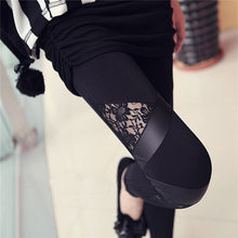 Charming Warm Lace Leggings Skinny Stretch Pants for Triangular Lace PU Leather Leggings SM6
