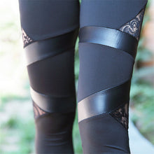 Charming Warm Lace Leggings Skinny Stretch Pants for Triangular Lace PU Leather Leggings SM6