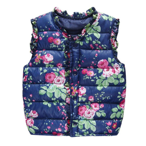 Children Outerwear Coats Flowers Printed Vest Kids Windbreaker Jacket Cotton Coats Children Warm Vest SM6