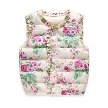 Children Outerwear Coats Flowers Printed Vest Kids Windbreaker Jacket Cotton Coats Children Warm Vest SM6