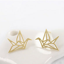 Cute Origami Crane Stud Earrings Lovely Hollowed Ear Studs Chic Birds Earrings Korean Pendientes Women Jewelry SM6