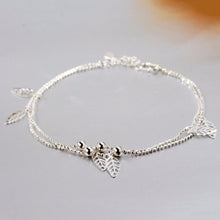 Double Chain Leaf Anklet Women Chain Ankle Bracelet Foot Jewelry for women lady's Barefoot Beach Gift SM6