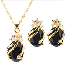 Drop Pendent Necklace Woman Gold Plated Crystal Necklaces 1 Necklace 2 Earrings 5 Color SM6
