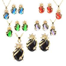 Drop Pendent Necklace Woman Gold Plated Crystal Necklaces 1 Necklace 2 Earrings 5 Color SM6