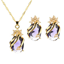 Drop Pendent Necklace Woman Gold Plated Crystal Necklaces 1 Necklace 2 Earrings 5 Color SM6