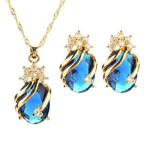 Drop Pendent Necklace Woman Gold Plated Crystal Necklaces 1 Necklace 2 Earrings 5 Color SM6