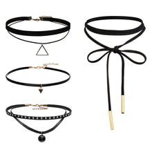4pcs jewelry black leather bow Tassel choker DIY necklace gift for women girl SM6