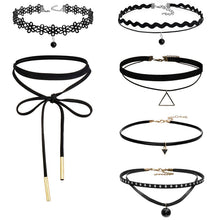 6 pcs vintage Retro Black Velvet Lace Triangle Choker Necklace Women Gothic Chocker Collares SM6