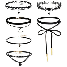 6 pcs vintage Retro Black Velvet Lace Triangle Choker Necklace Women Gothic Chocker Collares SM6