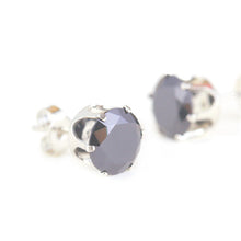 8Pair Stainless Steel Mens Womens Stud Earrings Black Round Cubic Zirconia Inlaid SM6