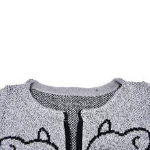 Cartoon Cat   Fish Bones Printing Cardigan Women Long Sleeve Knitted Sweater Cardigans SM6
