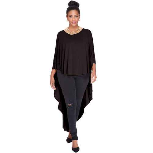 Casual T Shirt Women T-Shirt O Neck Batwing Sleeve Asymmetric Hem Loose Women Tops Plus Size Blusas XXXL SM6