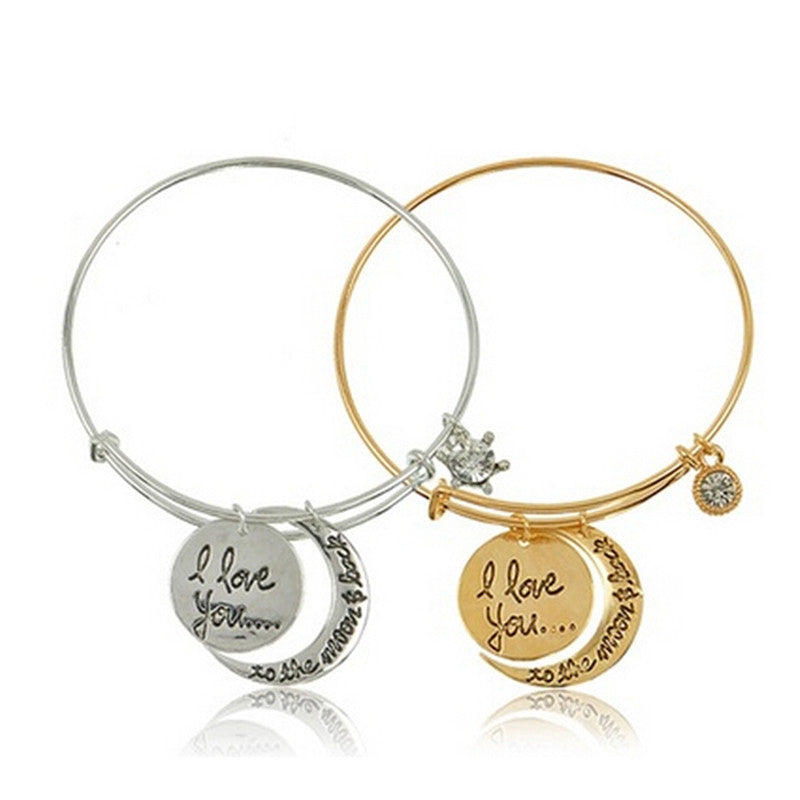 I Love You Heart Bracelets Woman Bangles Bracelets Moon Cuff Bracelets Jewelry  SM6