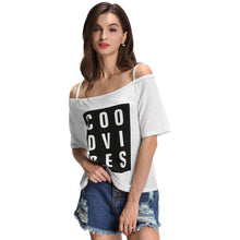 Letter Print Tshirt Women Slash Neck Stripes Tee Shirt Short Sleeves Asymmetric Hem T-shirt Casual Women Tops White SM6