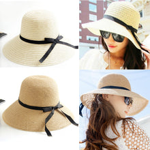 Sun Hat Women's Foldable Straw Hats Beach Headwear 2 Colors  SM6