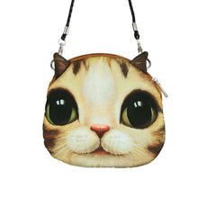 Women Cute Shoulder Bag Cat Face Pouch Bag Cartoon Print Zipper Closure Messenger Bag Coin Purse Clutch Bag SM6